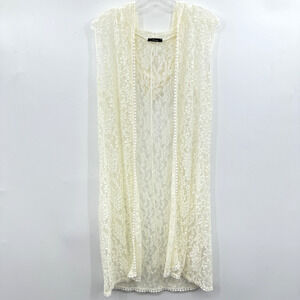 Vintage C'est moi Lace Topper Duster Vest Size 1X Ivory Boho Gypsy Y2K Peasant